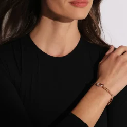 GARNETT 18K GOLD CHAIN LINK BRACELET WITH DIAMOND OVAL CLASP