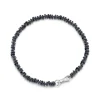 GARNETT STERLING SILVER AND MATTE HEMATITE BEADED BRACELET
