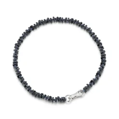 GARNETT STERLING SILVER AND MATTE HEMATITE BEADED BRACELET
