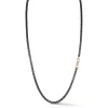 GARNETT STERLING SILVER CHAIN LINK NECKLACE WITH 18K ROSE GOLD CLASP