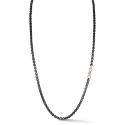 GARNETT STERLING SILVER CHAIN LINK NECKLACE WITH 18K ROSE GOLD CLASP