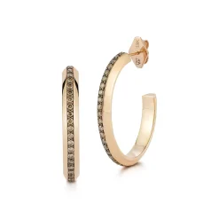 GRANT 18K AND CHAMPAGNE DIAMOND KNIFE EDGE HOOP EARRINGS