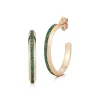 GRANT 18K AND GREEN EMERALD KNIFE EDGE HOOP EARRINGS