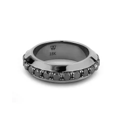 GRANT 18K BLACK GOLD AND BLACK DIAMOND ANGLED BAND RING