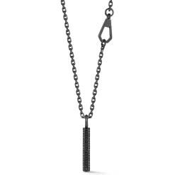 GRANT 18K BLACK GOLD AND DIAMOND HEXAGON BAR PENDANT