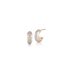 GRANT 18K DIAMOND KNIFE EDGE HUGGIE EARRINGS