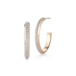 GRANT 18K DIAMOND KNIFE EDGE HOOP EARRINGS