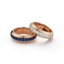 GRANT 18K GOLD AND BLUE SAPPHIRE ANGLED BAND RING