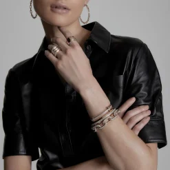 GRANT 18K GOLD AND DIAMOND ANGLED BANGLE BRACELET