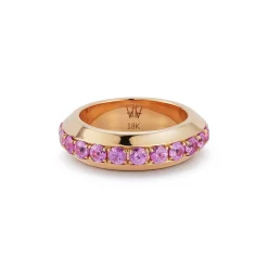 GRANT 18K GOLD AND PINK SAPPHIRE ANGLED BAND RING