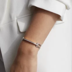 GRANT 18K GOLD ELONGATED LINK CUFF WITH DIAMOND BAR