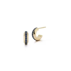 GRANT 18K SAPPHIRE KNIFE EDGE HUGGIE EARRINGS