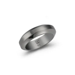 GRANT STERLING SILVER AND BLACK RHODIUM ANGLED BAND RING