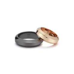 GRANT STERLING SILVER AND BLACK RHODIUM ANGLED BAND RING