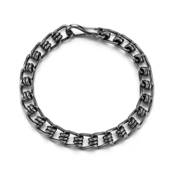 HUXLEY BLACK STERLING SILVER AND BLACK RHODIUM COIL LINK BRACELET