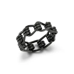 HUXLEY BLACK STERLING SILVER COIL LINK RING