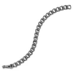 HUXLEY BLACK STERLING SILVER AND BLACK RHODIUM COIL LINK BRACELET
