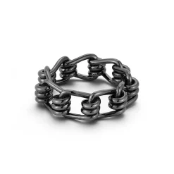 HUXLEY GUNMETAL STERLING SILVER COIL LINK RING