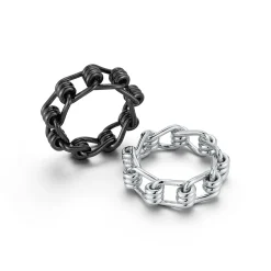 HUXLEY GUNMETAL STERLING SILVER COIL LINK RING