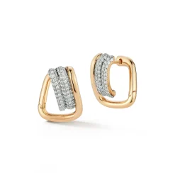 HUXLEY 18K AND DIAMOND COIL LINK HUGGIES