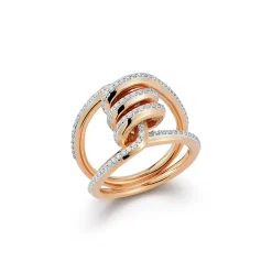 HUXLEY 18K GOLD AND DIAMOND SINGLE COIL LINK RING