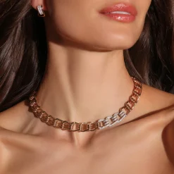 HUXLEY 18K GOLD AND DIAMOND COIL LINK NECKLACE