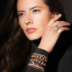 HUXLEY 18K GOLD AND DIAMOND COIL LINK BRACELET