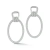 HUXLEY 18K WHITE GOLD AND ALL DIAMOND ELONGATED COIL LINK EARRINGS