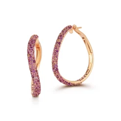 JULIAN 18K GOLD AND AMETHYST CURVED HOOP EARRINGS