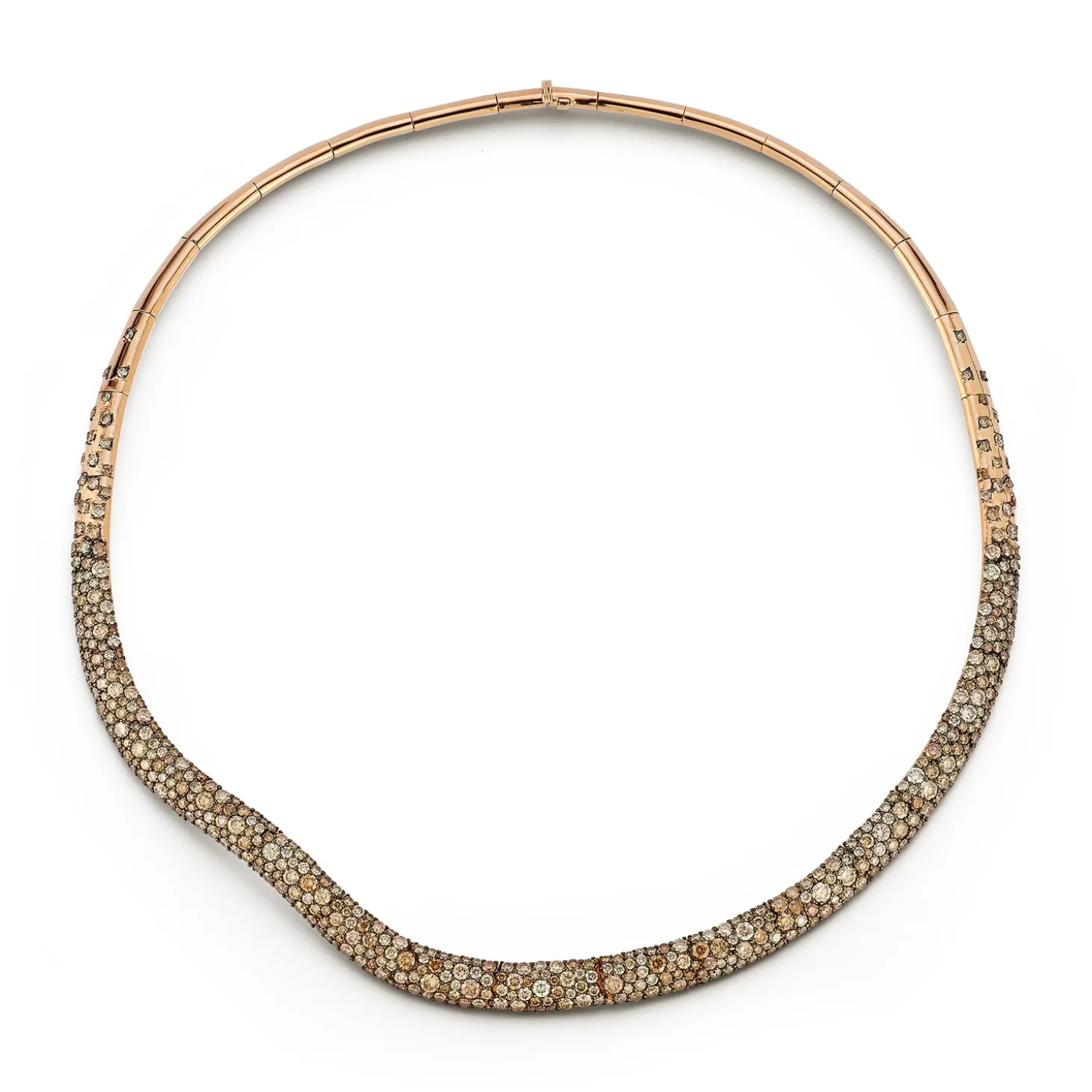 JULIAN 18K GOLD AND CHAMPAGNE DIAMOND WAVE NECKLACE