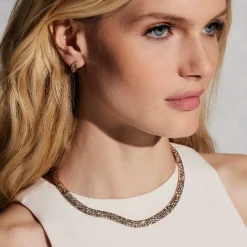 JULIAN 18K GOLD AND CHAMPAGNE DIAMOND WAVE NECKLACE