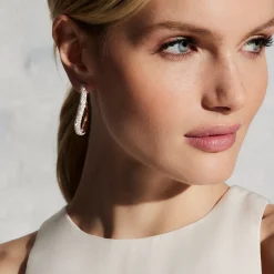 JULIAN 18K GOLD AND DIAMOND CURVED HOOP EARRINGS