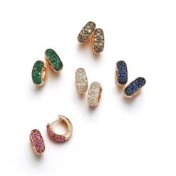 JULIAN 18K GOLD AND GREEN EMERALD HUGGIES