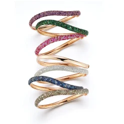 JULIAN 18K GOLD AND GREEN EMERALD WAVE BRACELET