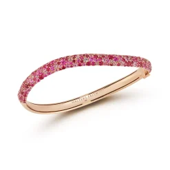JULIAN 18K GOLD AND PINK SAPPHIRE WAVE BRACELET
