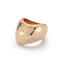 JULIAN 18K ROSE GOLD AND BURNISHED DIAMOND WAVE RING
