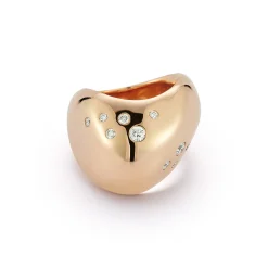 JULIAN 18K ROSE GOLD AND BURNISHED DIAMOND WAVE RING