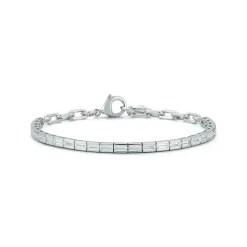 KEYNES 18K WHITE GOLD AND BAGUETTE DIAMOND TENNIS BRACELET
