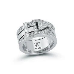 KEYNES PLATINUM AND DIAMOND BUCKLE RING