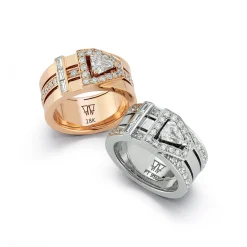 KEYNES PLATINUM AND DIAMOND BUCKLE RING