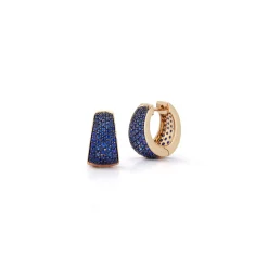 LYTTON 18K AND ALL BLUE SAPPHIRE TAPERING HOOP EARRINGS