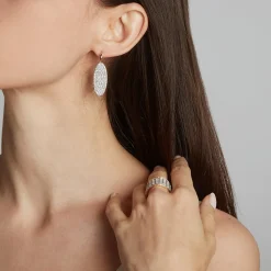 LYTTON 18K DIAMOND OVAL DROP EARRING