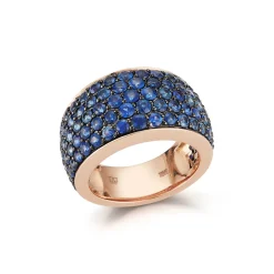 LYTTON 18K GOLD ALL PAVE BLUE SAPPHIRE BOMBE RING