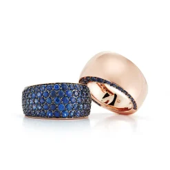 LYTTON 18K GOLD ALL PAVE BLUE SAPPHIRE BOMBE RING