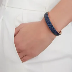 LYTTON 18K GOLD AND ALL PAVE BLUE SAPPHIRE BOMBE BRACELET
