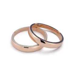 LYTTON 18K GOLD AND DIAMOND EDGE BOMBE BANGLE BRACELET