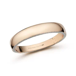 LYTTON 18K GOLD AND DIAMOND EDGE BOMBE BANGLE BRACELET