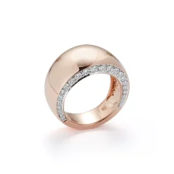 LYTTON 18K GOLD BOMBE RING WITH DIAMOND EDGES