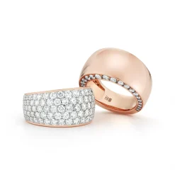 LYTTON 18K GOLD BOMBE RING WITH DIAMOND EDGES