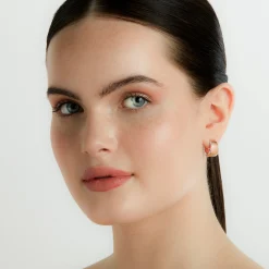 LYTTON 18K HOOPS WITH BLUE SAPPHIRE EDGE